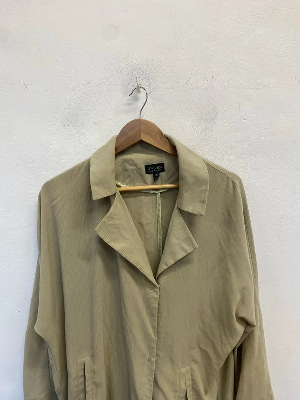 Lovely Topshop mint green button up longline shirt jacket UK 10 LB004