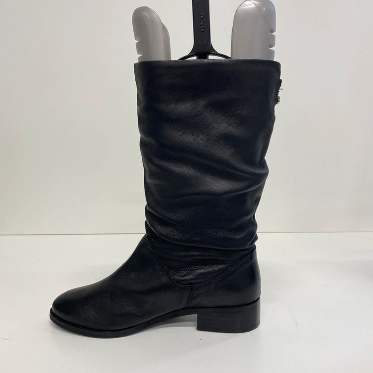 Dune Rosalinda Black Leather Slouchy Boots UK 5 New NC001