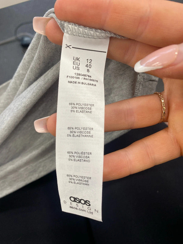 Fabulous ASOS grey casual t shirt maxi grey dress uk 12 KS002