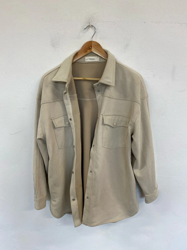 Reserved Trendy Cream Faux Suede Shacket Size L PJ001