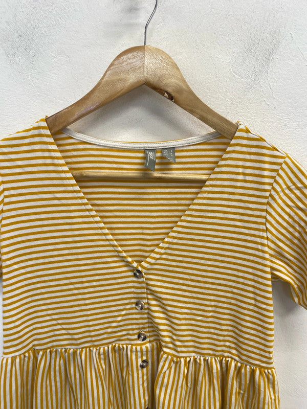 Fabulous asos design yellow striped summer dress UK 8 DF002