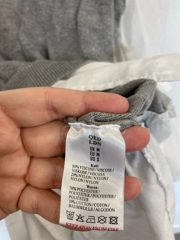 QED London Preppy Grey & White Vest Shirt Size M PJ001