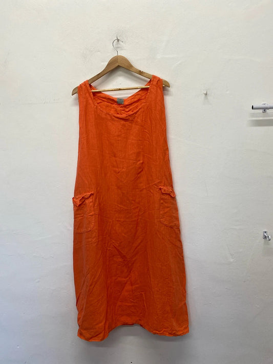 Fabulous Vera Tucci coral linen Midaxi tunic dress LW005