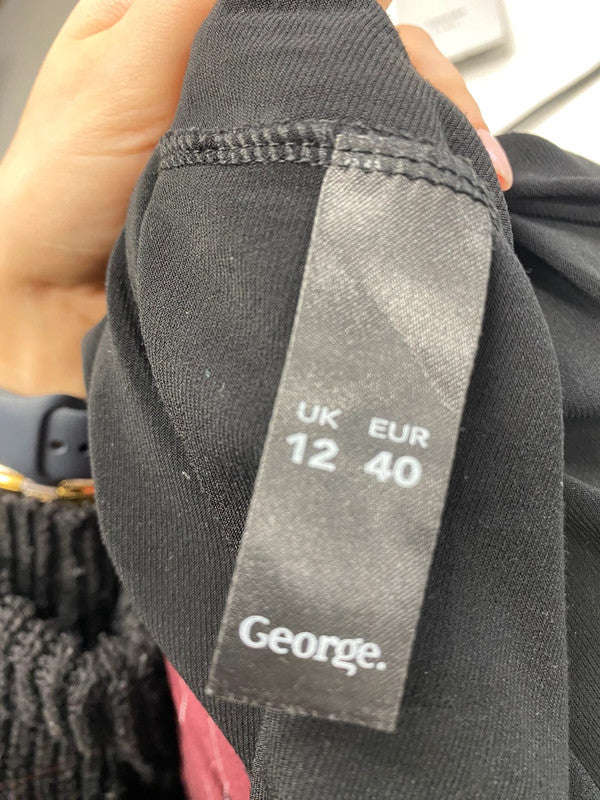 Stunning George Barbara hulanicki black formal ruched drape mini dress UK 12 TC002