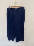 Stunning Boden Cropped trousers linen UK 14 Navy CT551