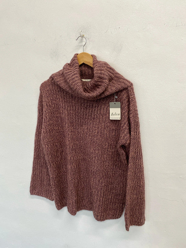 Lovely Onfire Mauve knit high roll neck jumper New Uk12 JR001