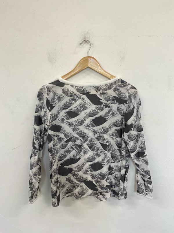 Mint Velvet Elegant Grey Waves Artsy Pattern Blouse UK 6 SS004