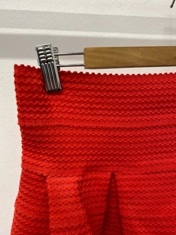 Fabulous bright Red textured skirt H&M UkS tiered formal occasion CF002