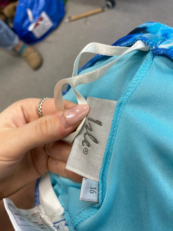 Stunning Edinburgh woolen mill blue floral skirt UK 16 IZ001