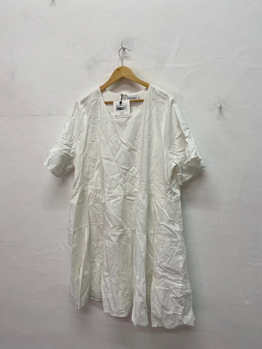Atmos & Here Lyala Linen blend smock dress Uk22 IM001