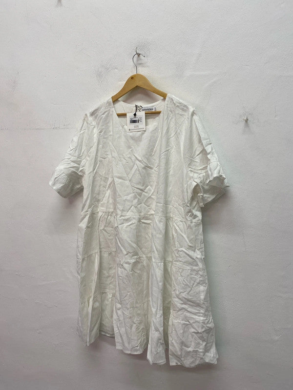 Atmos & Here Lyala Linen blend smock dress Uk22 IM001