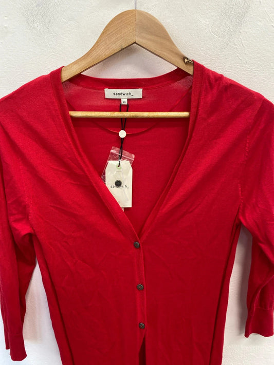 Lovely sandwich red longline cardigan new with tags UK XS CD001