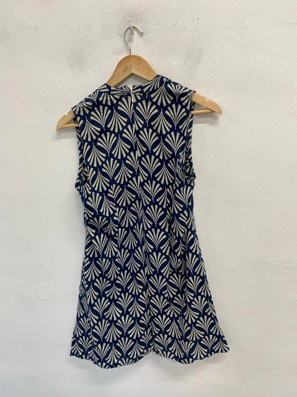 Lovely rajrang blue cream geometric mini dress UK 8-10 MM005