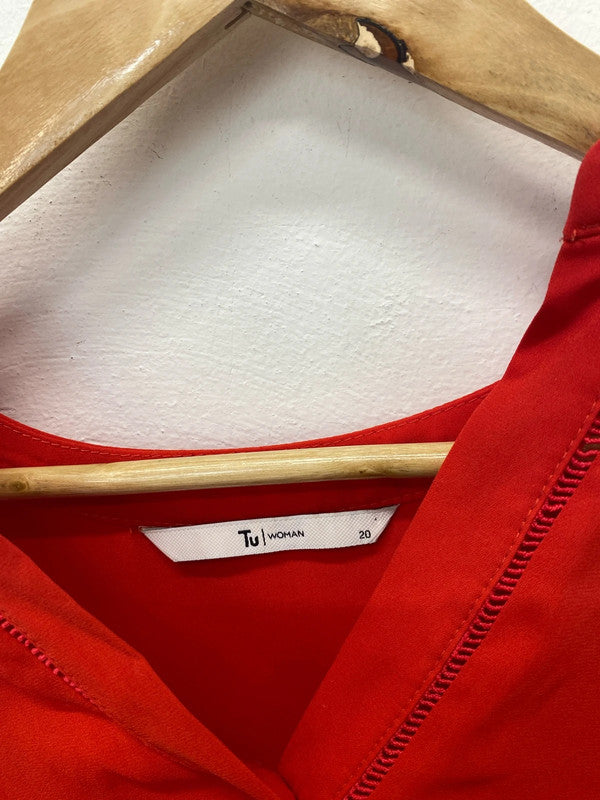 Fabulous TU fiery Red summer top pleated back Uk20 kN002