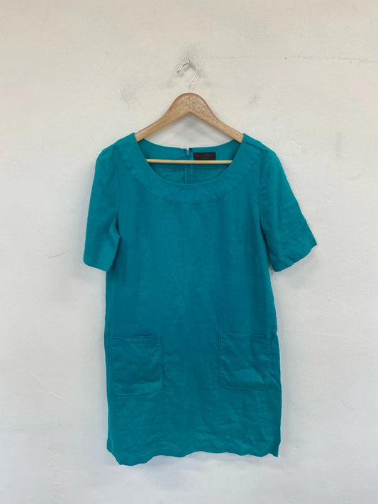 Great Plains Fabulous Teal Linen Smock Dress Size M LW005