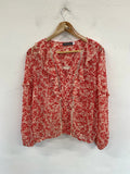 Mint Velvet Elegant Cream & Red Botanical Pattern Blouse Size L NN001