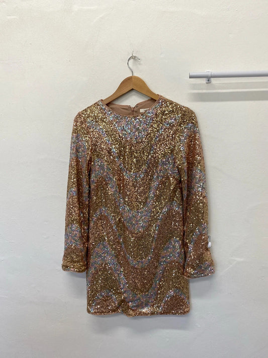 Fabulous H&M iridescent Sequin Dress UkS mini dress festival party JM008