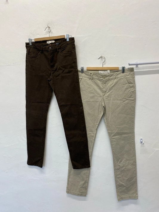 Fabulous Duo of slim fit chinos Uk14 brown cream classics #28 KM003