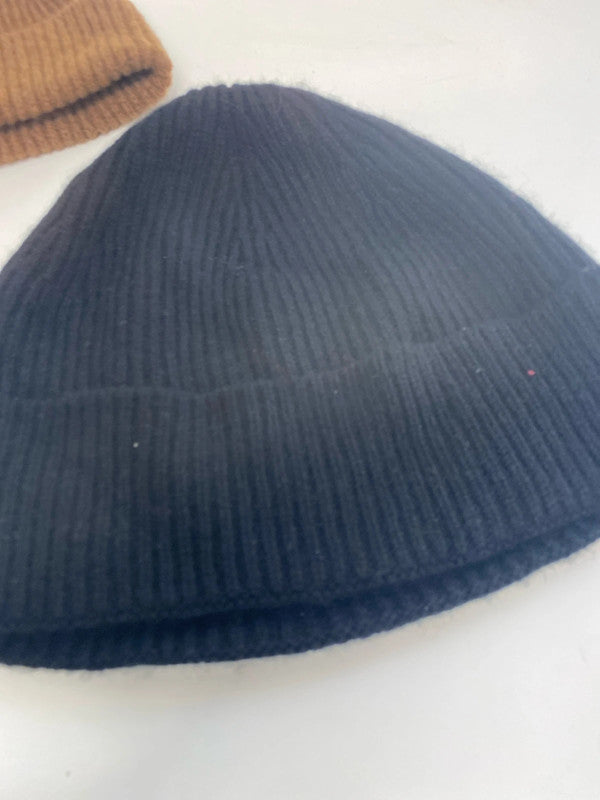 Fab duo of Genevieve Sweeney beanies brown & Black Lambswool RF001