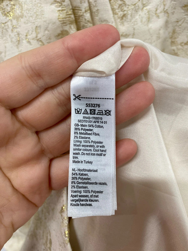 Monsoon Fabulous Gold Jacquard Statement Collar Sheath Dress UK 14 AW002