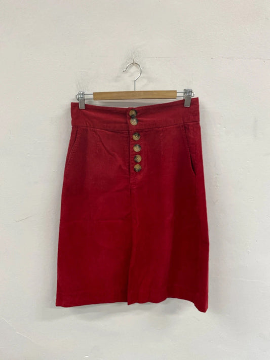 Sosandar Cherry Red Stylish Corduroy A-line Skirt UK 8 AG006