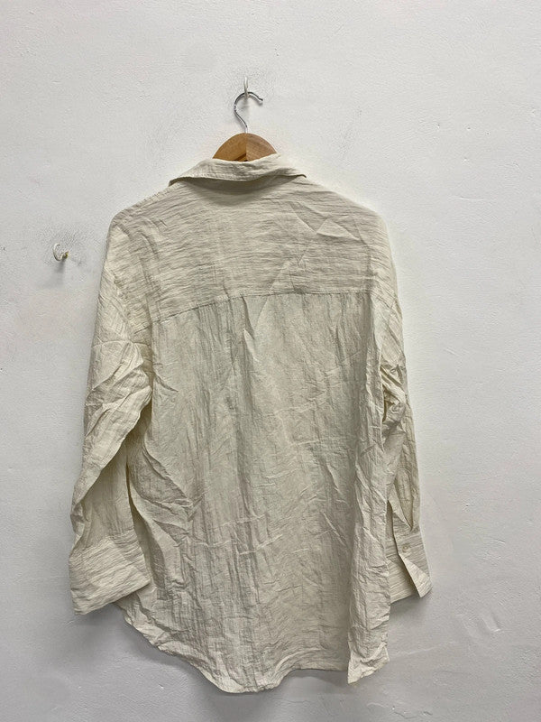 Lovely H&M cream crepe textured shirt blouse UK L KS002