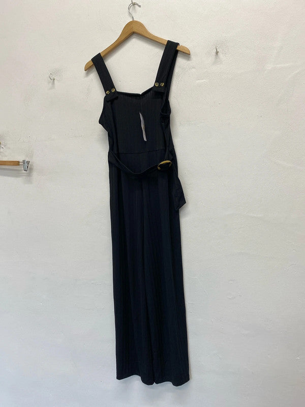 Fabulous Topshop Black lightweight jumpsuit dungaree Uk12 New KA001