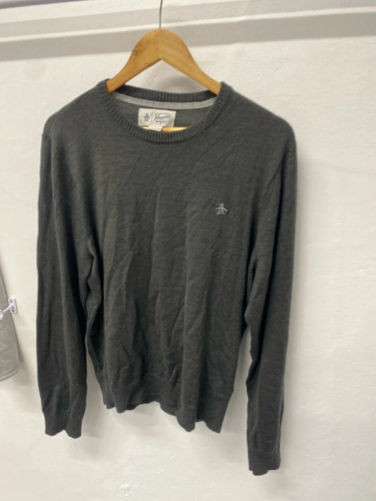 Fabulous Dark grey brown Penguin Merino blend soft sweater UkL SR006