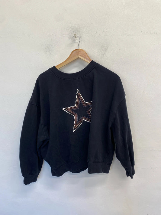 Lovely tu black star jewel jumper UK L LN001