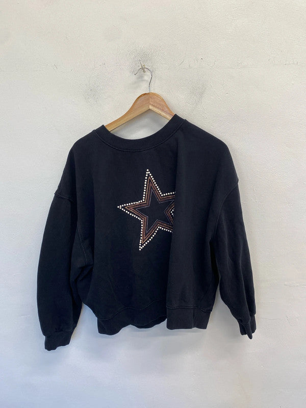 Lovely tu black star jewel jumper UK L LN001