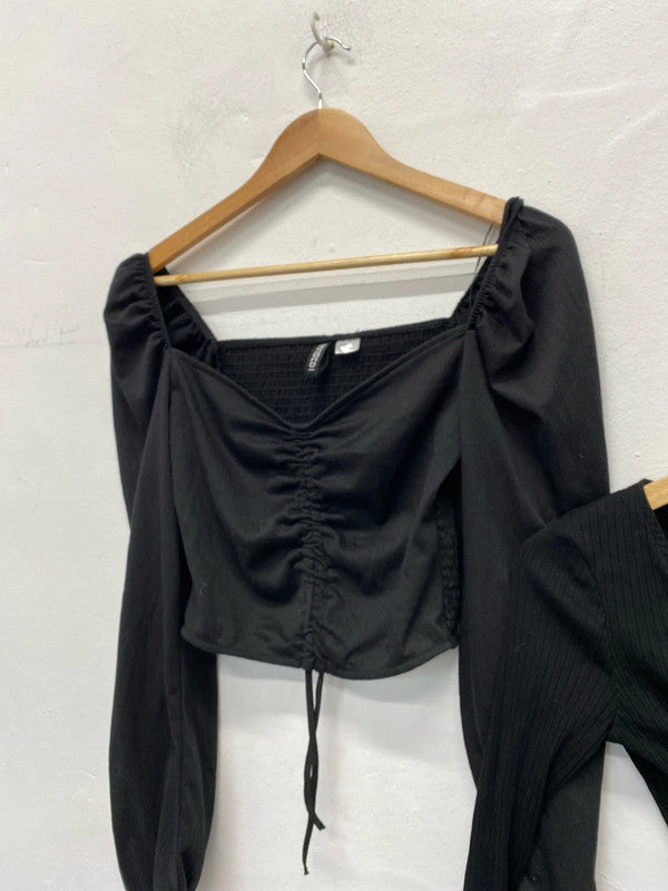 Fabulous Duo of classic black tops party or chill UK10 H&M #6 JA001