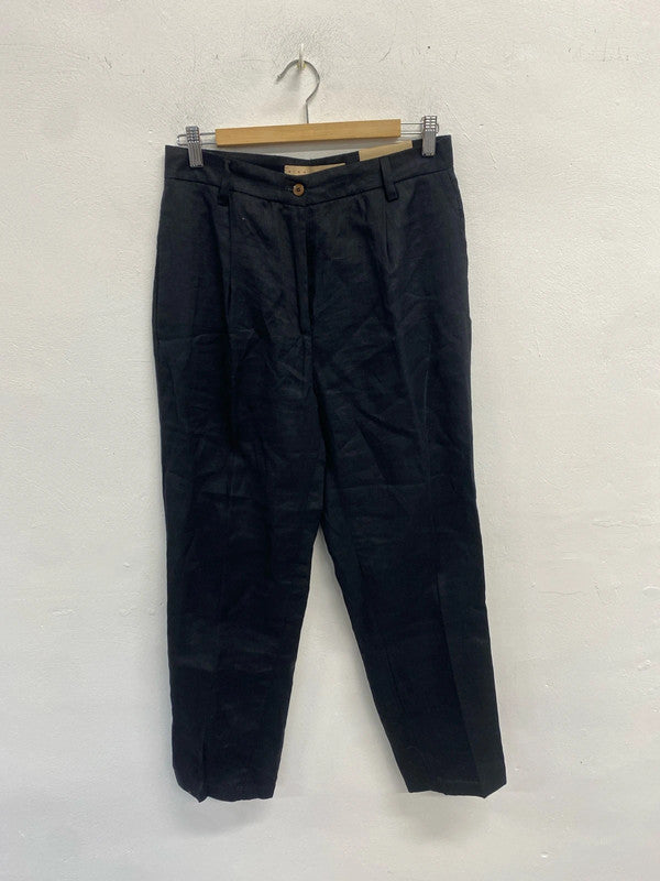Stunning Nina Bianchi cotton linen navy trousers UK 10 SS002