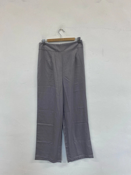Boohoo Chic Lavender Grey Wide Leg Trousers UK 12 MS002