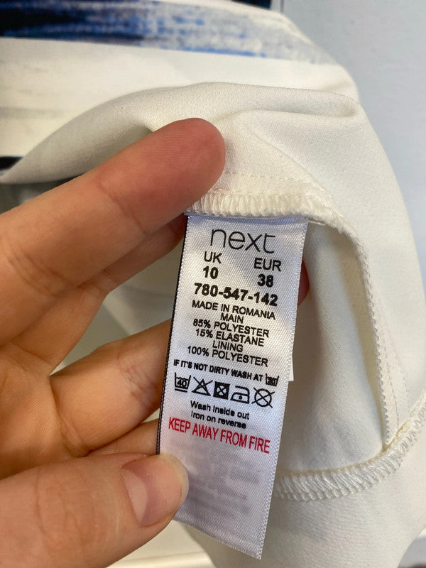 Next Chic Navy & White Asymmetric Midi Dress UK 10 MB001