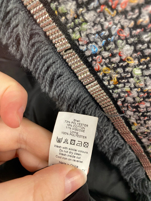 River Island Fabulous Colourful Boucle Faux Leather Biker Jacket UK 8 KM004