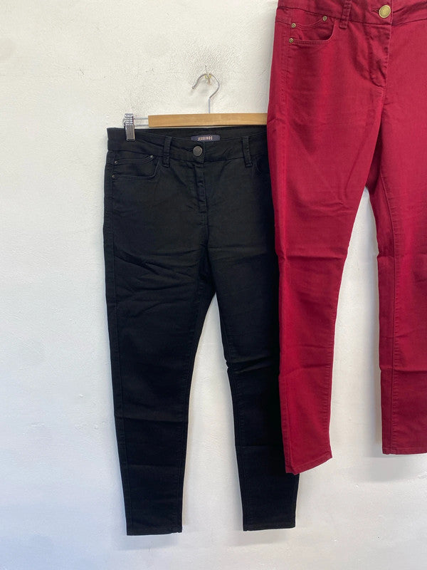 Gorgeous duo of Jeggings M&Co black burgundy UK 10 SW001