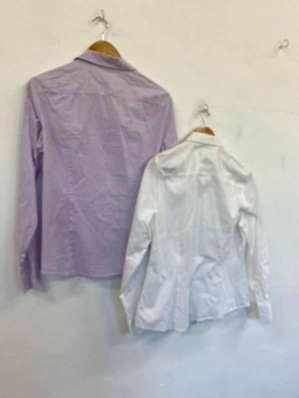 Fab duo of Austin Reed formal office wear shirts Uk14 lilac white #4 KM005