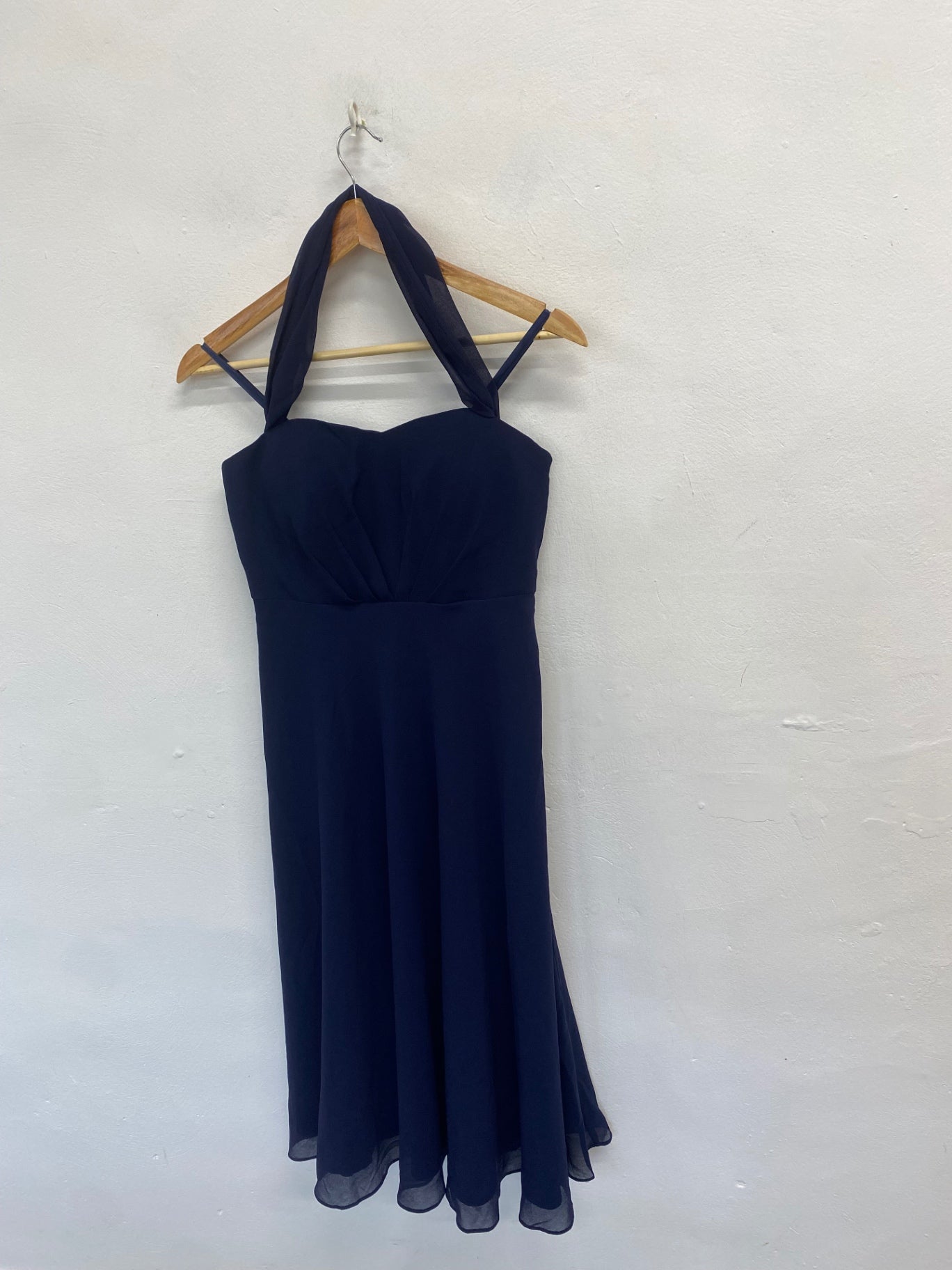 Stunning Monsoon Dress Uk 10 Navy strapless multi wear scarve KS544