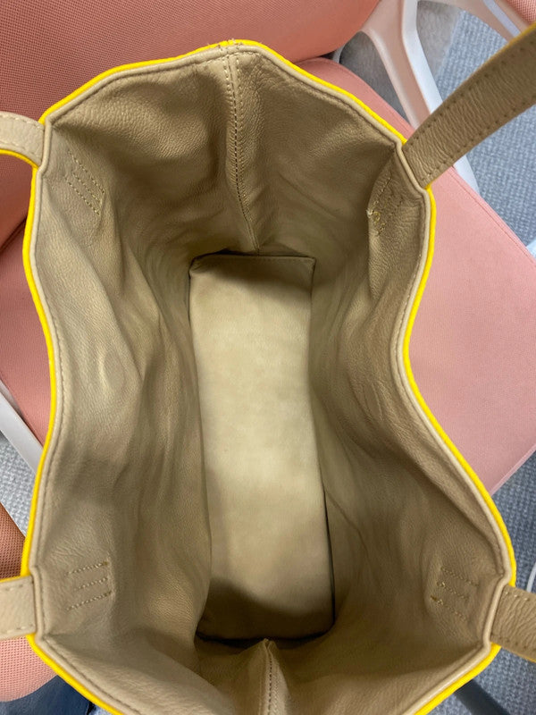 Fabulous Oversized tote Italian sunshine Yellow reversible Taupe handbag NN001