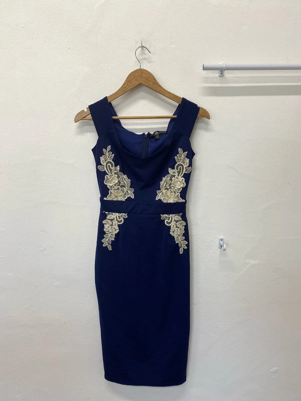 Little Mistress Navy blue dress UK6 party occasion dress HDR01