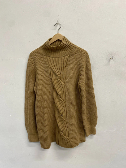 Lovely sosandar camel knit wool blend jumper UK S AG006