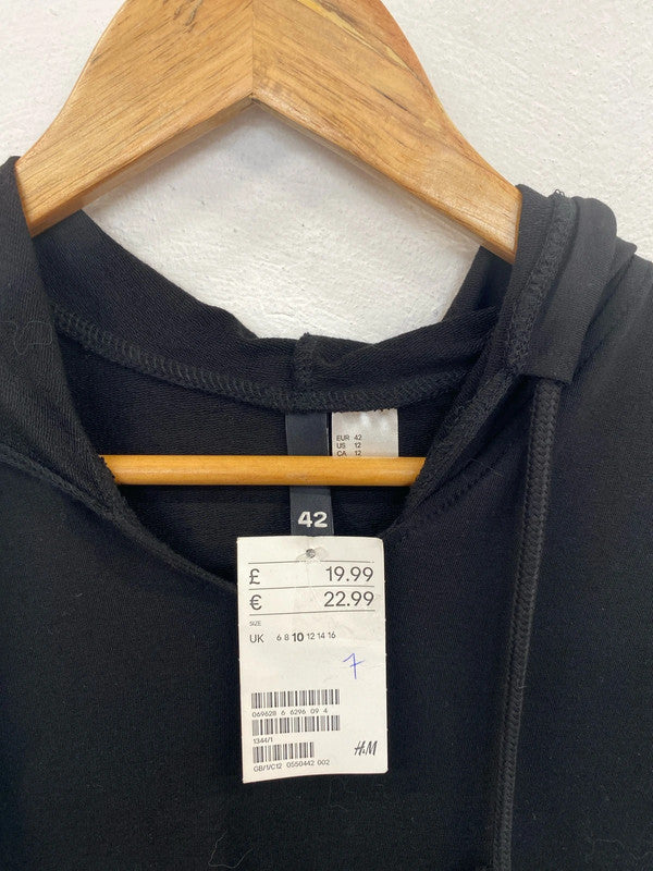 H&M Divided Sporty Black Hooded Jersey Dress UK 10 SW001