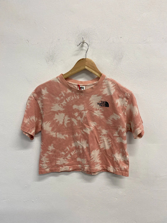 Lovely the north face pink white tie dye crop top UK S JB001