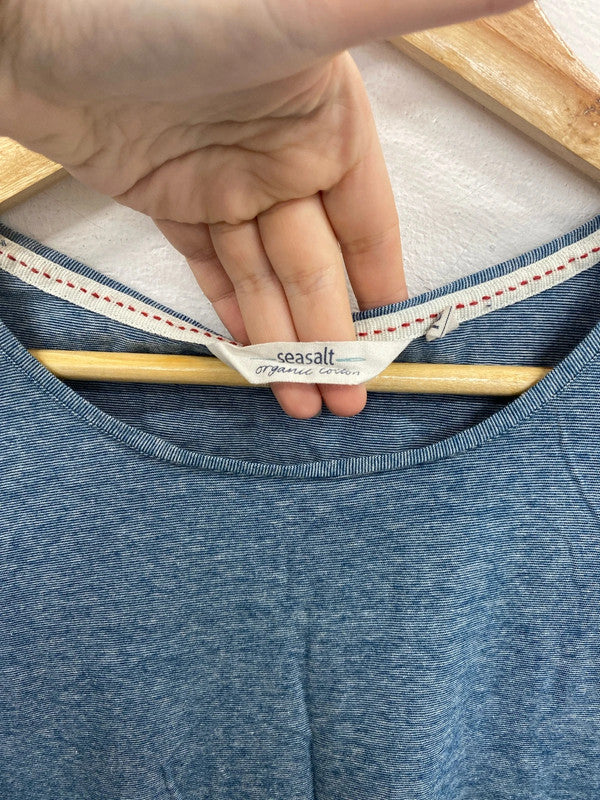 Seasalt Lovely Blue Marl Stripe Top UK 16 MM005