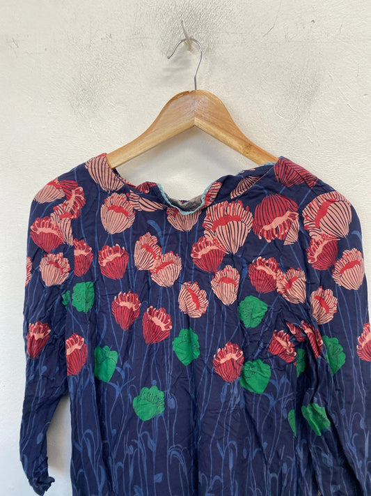 Lovely white stuff navy floral tunic dress UK 12 MM005