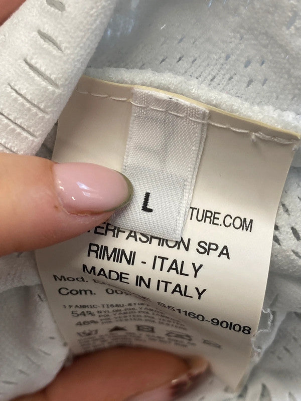 Lovely high tech white lace hem beach cover UK L HS001