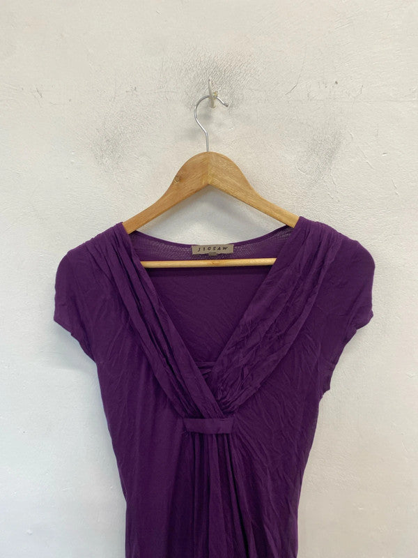 Gorgeous jigsaw purple low neck midi dress uk S JM004