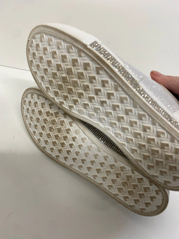 Fabulous Lemonade white sparkly trainers UK6 SG090