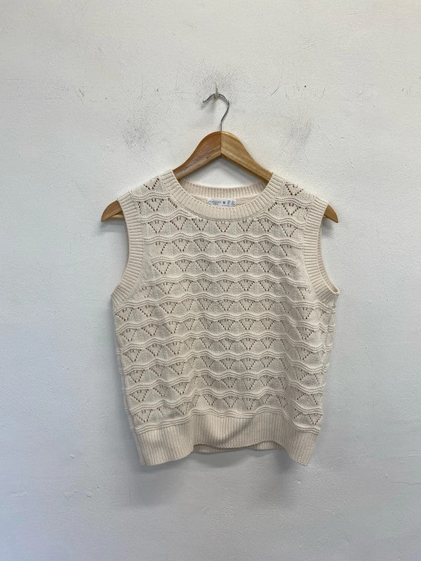 Fabulous crochet cream sleeveless Tank knit UkM 12/14 CM007