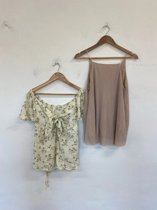 Next & River Island Chic Neutral Blouses Duo UK 12 #2 GW001